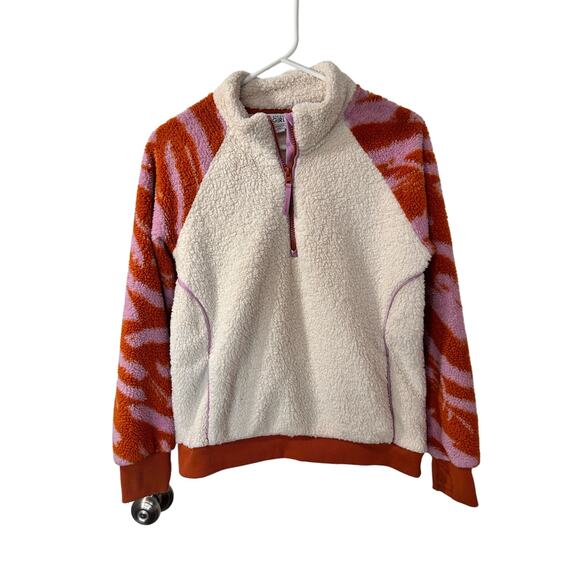 Athleta Girls Pullover So Snug Sherpa 1/4 Zip Sweatshirt Multicolor Size XL/14 - Picture 2 of 12